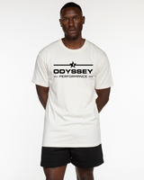 The Mens Tee - Off White - Odyssey - Center Chest Stacked - Black