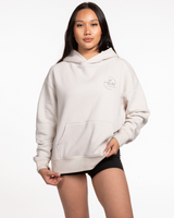 The Womens Hoodie - Bone - Spring House - Left Chest Round & Back Stacked - Tone on Tone