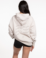 The Womens Hoodie - Bone - Spring House - Left Chest Round & Back Stacked - Tone on Tone