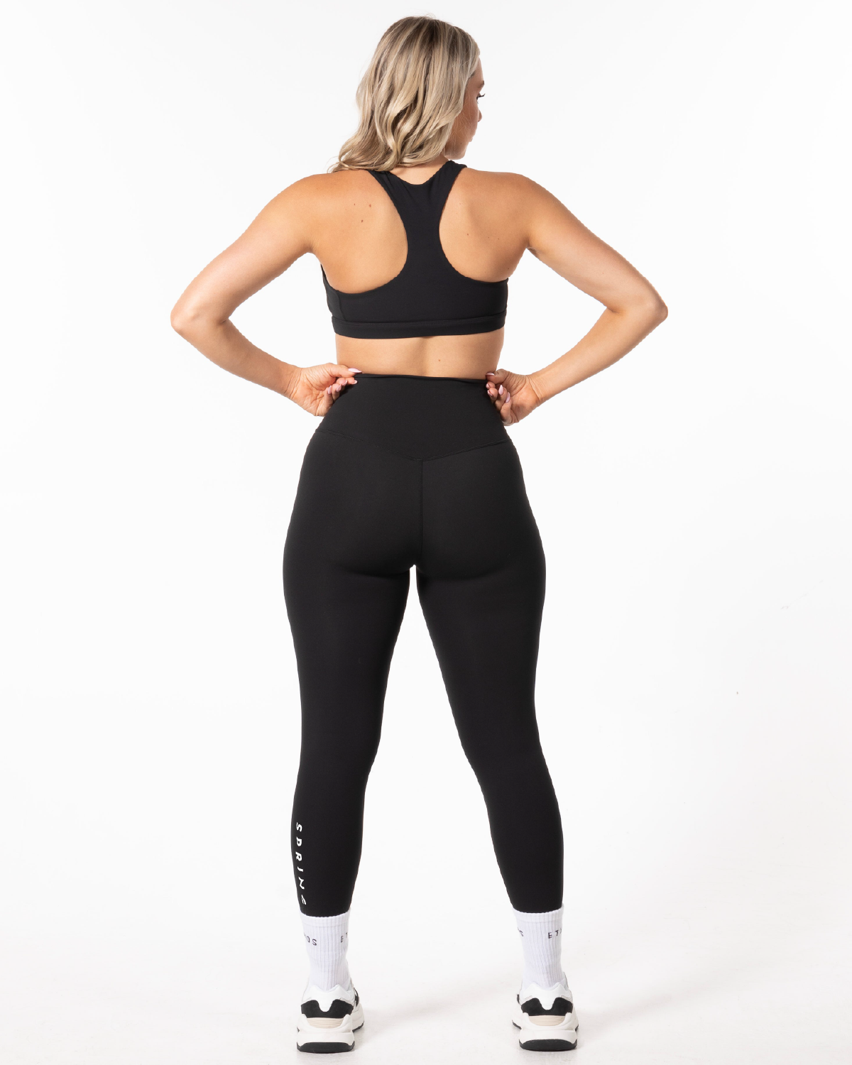 The Basic Legging - Black - Spring House - Right Leg Vertical - White