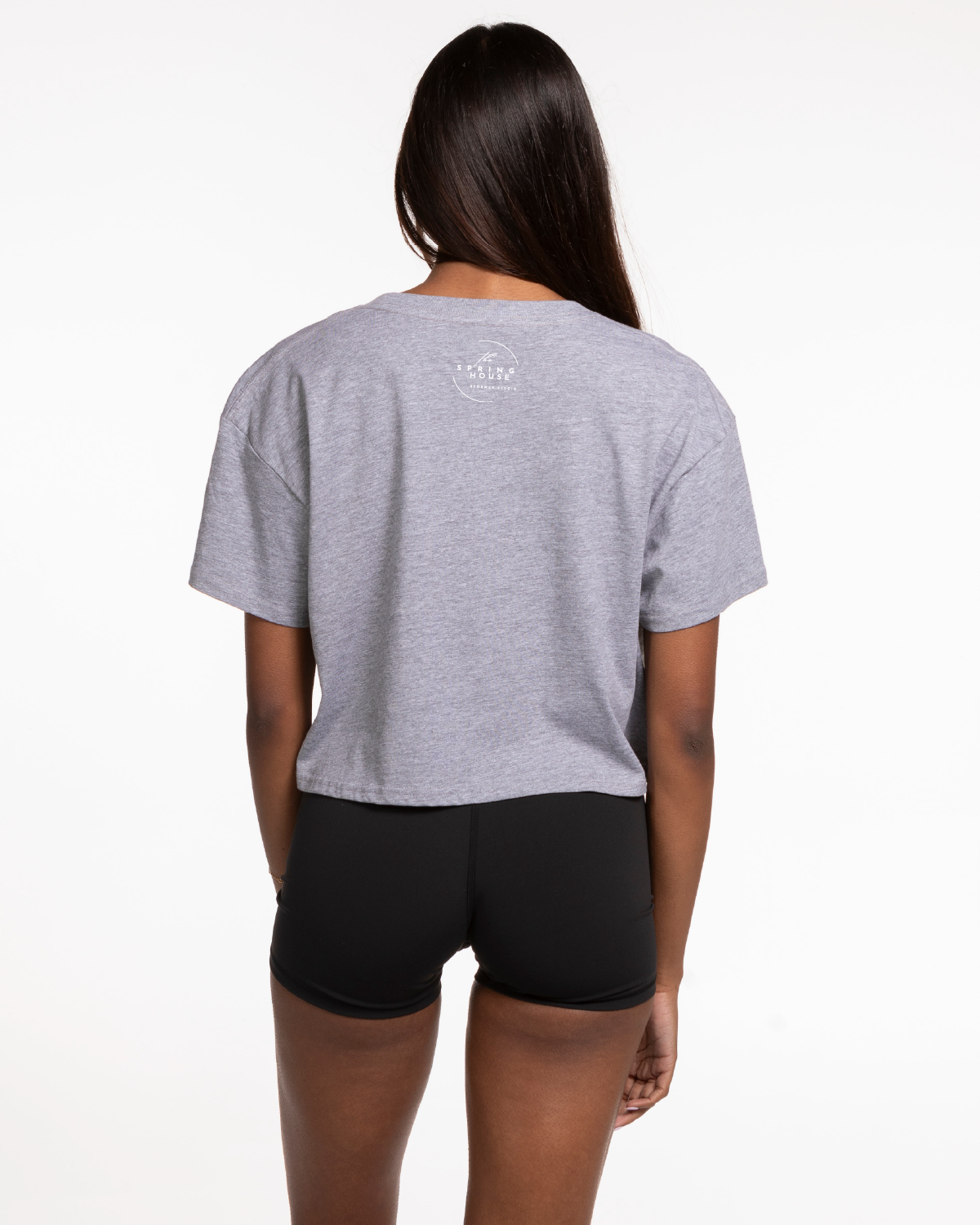 The Crop Tee - Heather - Spring House - Back Round - White