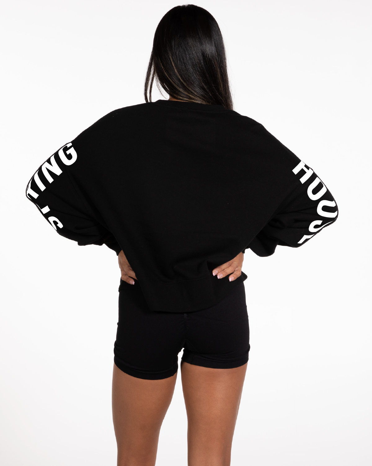 The Oversized Crop - Black -Spring House - Left & RIght Arm - White
