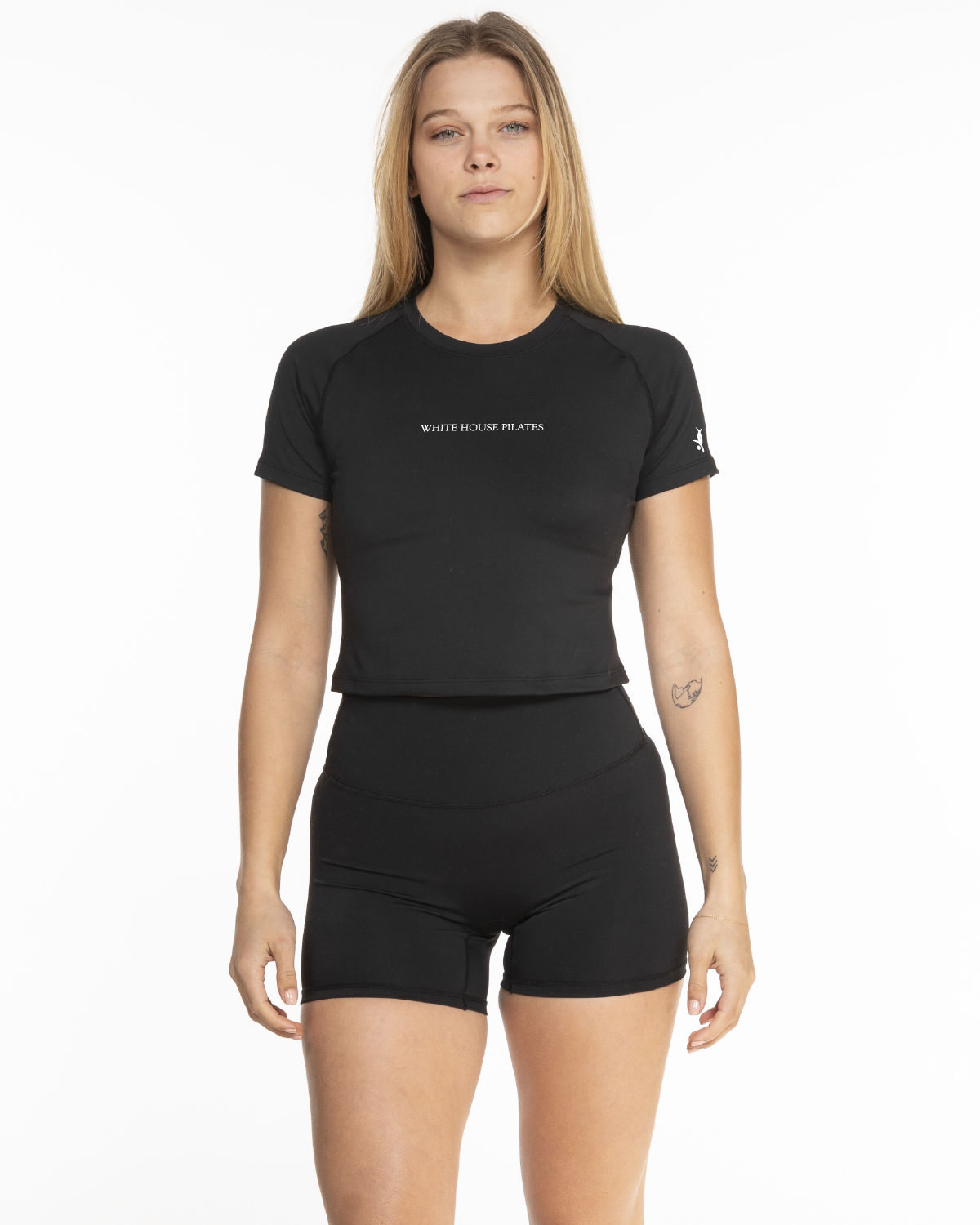 White House Pilates Short Sleeve Crop - Black